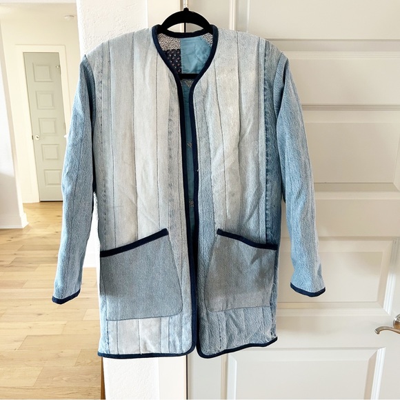 New Rare Redone 80s Denim Zip Puffer Jacket Indigo Reversible Levi’s Upcycled - Picture 3 of 9